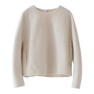 原隐随意轻松之态太舒服卫衣保暖不减极简羊毛毛双面呢白外套上衣