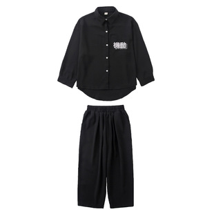 少儿popping黑白演出服女男童潮牌locking锁舞嘻哈街舞走秀机械舞