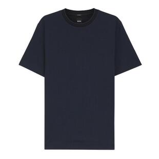 【丝光棉】BOSS博斯26夏新款男女商务休闲老钱风三色纹理短袖T恤