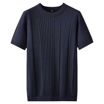 大码男装短袖毛衣男款半袖针织衫