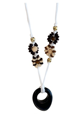 民族风亚麻串珠项链毛衣链配饰女