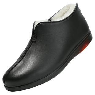 老美华棉鞋一脚蹬爸爸防寒鞋皮毛一体男鞋冬季加绒加厚保暖雪地靴