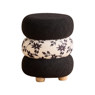 奶油风化妆凳轻奢高级感梳妆凳女生卧室凳子网红创意设计师款圆凳