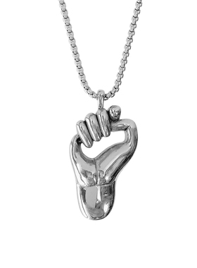 beyond黄家驹同款项链男嘻哈摇滚风钛钢拳头吊坠挂坠毛衣链不掉色