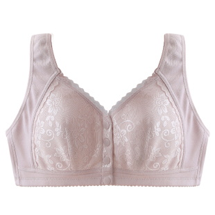 妈妈内衣中老年专用无钢圈老人前扣文胸中年妇女背心里料纯棉夏天