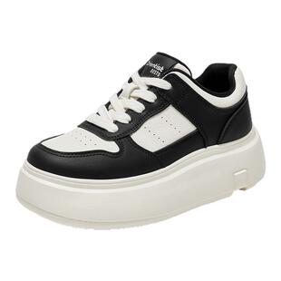 大东松糕厚底板鞋女款2026新款秋冬百搭休闲鞋子黑白熊猫鞋小白鞋