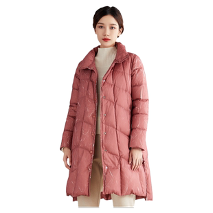 依伽依佳2023冬季新款气质保暖舒适中长款羽绒服外套女ESDY048