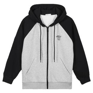 热风冬季新款女士插肩袖开衫拉链连帽卫衣加绒保暖打底衫女