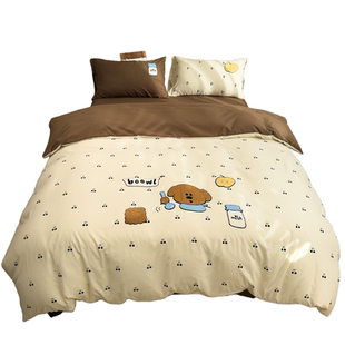 卡通小熊毛巾绣纯棉床上四件套全棉床单被套单件学生宿舍三件套