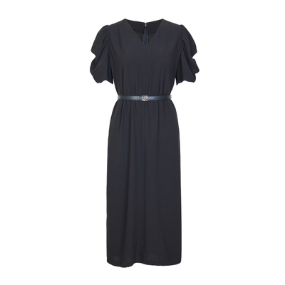 婉甸2025夏季新品黑色短袖连衣裙1242N20JH2