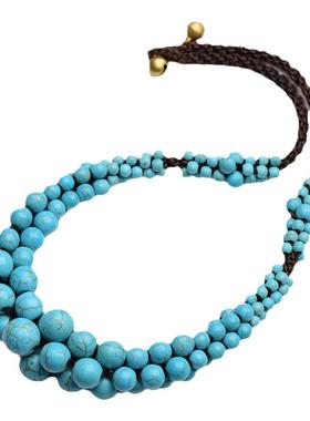 民族风耳环项链套装两件套个性夸张短款百搭演出跳舞网红锁骨链女