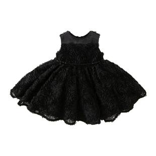 【高定礼服】戴维贝拉女童黑色裙子新款宝宝连衣裙夏装儿童公主裙
