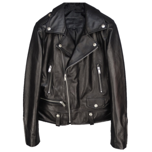 春款海宁绵羊真皮皮衣女短款机车外套修身皮夹克大码女装潮流