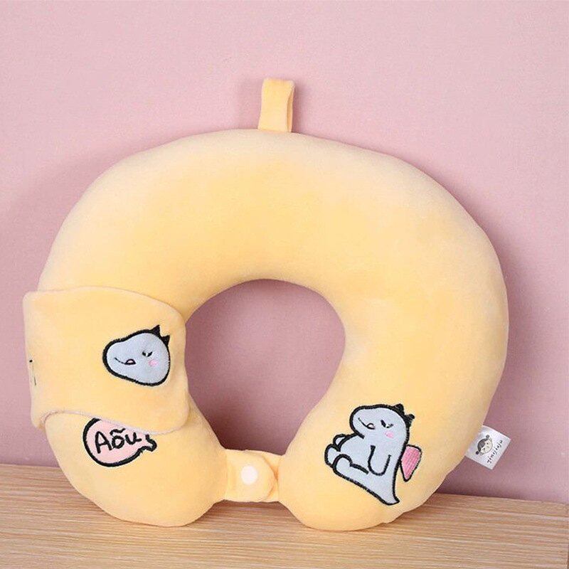 卡通小恐龙刺绣U型颈护套装眼罩无需拆卸旅行水洗便携式枕户外