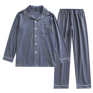 大码德绒男睡衣格子家居服秋冬保暖微弹薄绒中厚加肥加大宽松套装