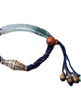 翡翠老银珠南红沉香手链