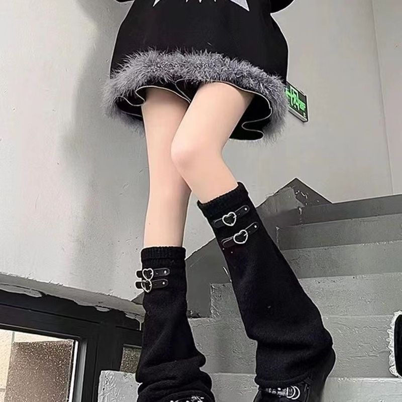 新款日式针织腿套JK堆堆袜软妹Y2K亚文化袜套秋冬款中筒袜显瘦