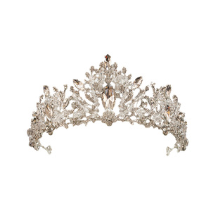 皇冠头饰儿童生日公主银色女童发箍演出走秀王冠女孩水晶发饰水钻