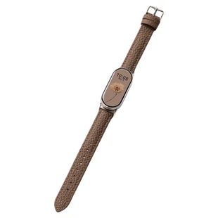 美派适用小米手环10荔枝纹皮革表带新款小米手环9真皮8女款手表带冬季小米手环7代智能6高级5运动替换4男腕带