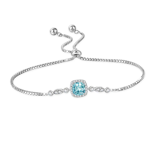 #薄荷曼波#轻奢!稀有色!湖水淡蓝进口锆石通体纯银精品手链可抽拉