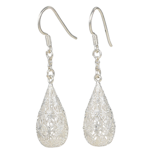 吴越老银铺足银玲珑滴耳环时尚百搭纯银耳环耳钉水滴耳饰送朋友