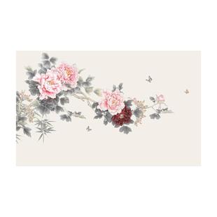 墙纸定制3d立体大气牡丹花鸟电视背景墙壁纸客厅壁布卧室墙布壁画