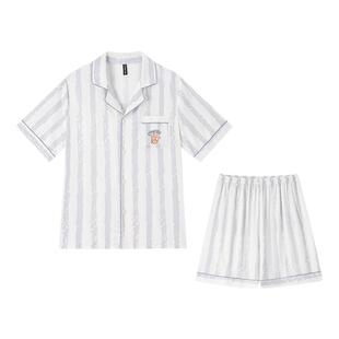 泰迪熊联名男士冰丝睡衣夏季情侣短袖女款家居服2026新款丝绸春秋