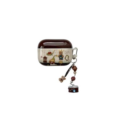 小众卡通咖啡色小熊适用苹果耳机保护套airpods4无线蓝牙耳机壳三四airpodpro2二代ipod耳机盒airpods3保护壳