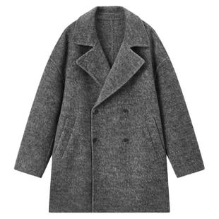 流石男装复古中长款羊毛大衣2025年冬季新款男士文艺高端呢料外套