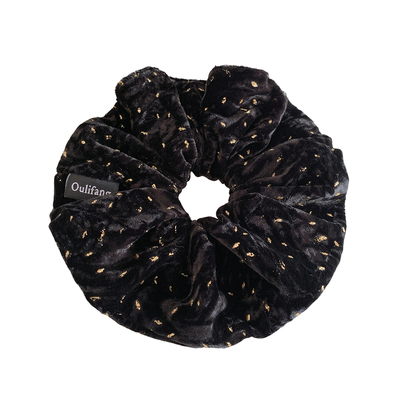 夜色鎏金~黑色丝绒大肠发圈