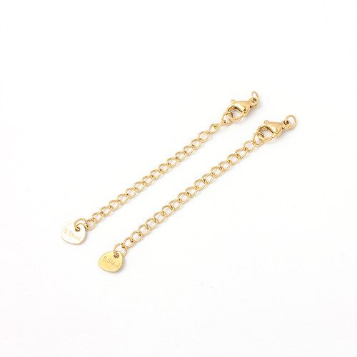 不掉色钛钢不锈钢镀18K金龙虾扣延长链加长链diy制作手链项链配件