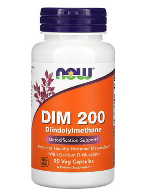 NOW诺奥DIM200含钙-D-葡萄糖酸膳食补充剂健康的荷尔蒙代谢总体健