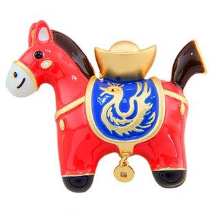 来财元宝小红马胸针女2025新款可爱国潮创意胸花别针装饰送人礼物