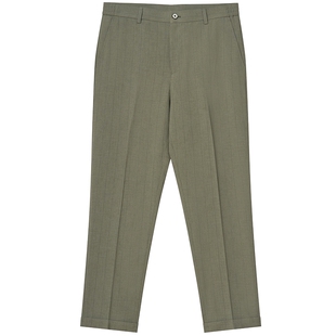 JDV春季新品商场同款绿色条纹九分裤休闲裤修身直筒裤SPN4032