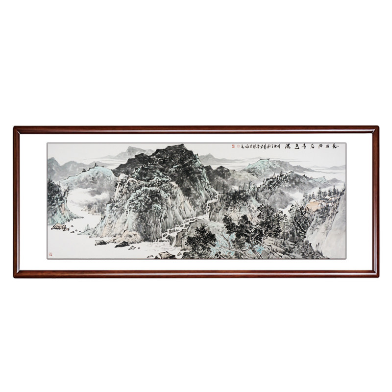 美协名家青绿山水字画真迹手绘山水画国画靠山客厅办公室挂画手工
