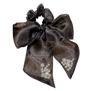 气质珍珠蝴蝶结飘带发圈大肠圈网红气质发饰头绳皮筋小香风头饰