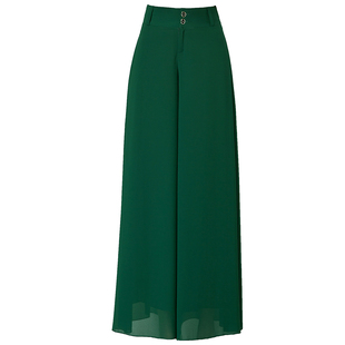 纯色雪纺裙裤女夏季薄款九分裤沙滩大码休闲裤显瘦高腰阔腿裤女夏