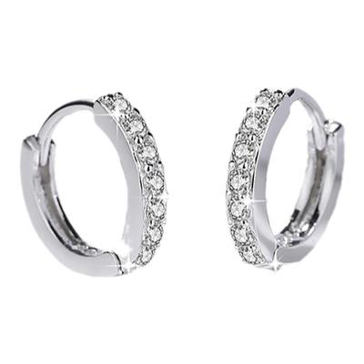 美国莫桑石银镀铂金送女友耳圈