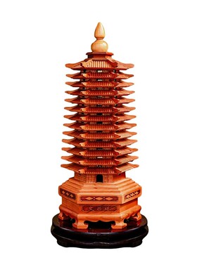 泰山祈愿桃木文昌塔摆件