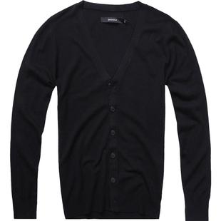 元本秋季针织开衫男士针织衫毛衣V领修身潮学院风纯色通勤基础款