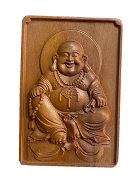 平安牌弥勒佛挂件檀香木雕刻配饰