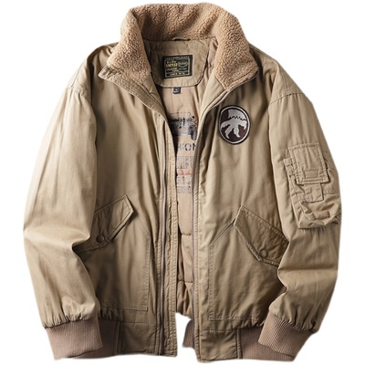 冬季棉衣空军飞行员羊羔毛领棉服