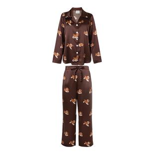 BEAST野兽派小棕犬印花22姆米真丝睡衣家居服生日节日新婚礼物