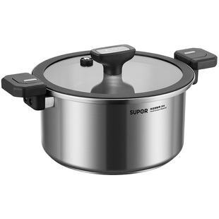 苏泊尔微压汤锅家用304不锈钢加厚蒸炖煮燃气灶电磁炉新款加深锅