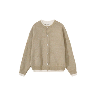 Holocene美式潮牌日系复古假两件纽扣设计毛衣宽松休闲开衫针织衫