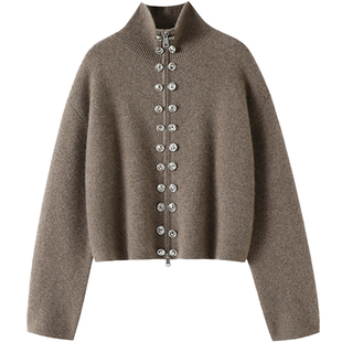 独美小女神!加厚高领100%纯山羊绒开衫女纯羊绒毛衣拉链开衫宽松