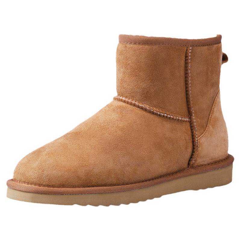 DELIUGG 防水经典系列雪地靴女羊皮毛一体中筒女靴纳米防水平底