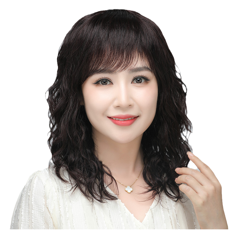 假发全头套女真发全真人发中老年卷发长发羊毛卷发套头套全真自然