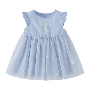 女童夏季连衣裙儿童洋气时髦飞袖A字公主裙5小童纱裙宝宝夏装裙子
