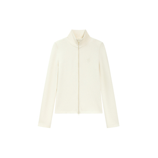 YUSSI米色时尚德绒套装女秋冬立领纯色开衫上衣休闲长裤两件套